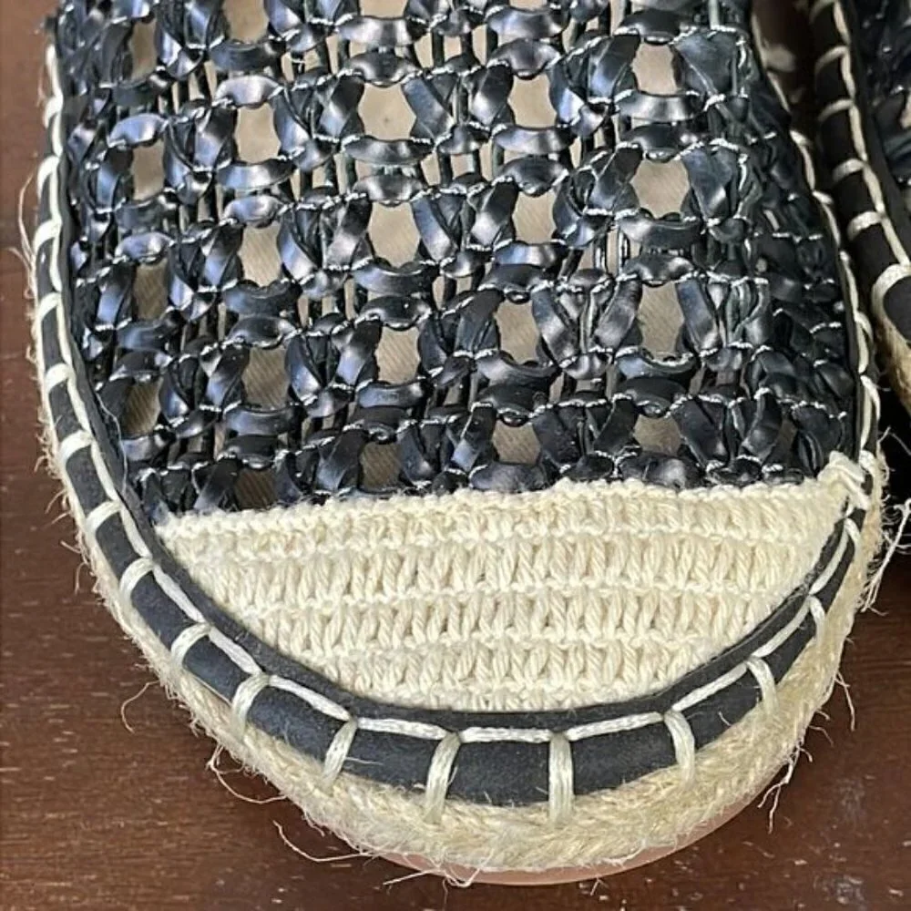 New Wanted Bristal Open Weave Cap Toe Espadrille Flats Loafer Shoes Black 6.5
